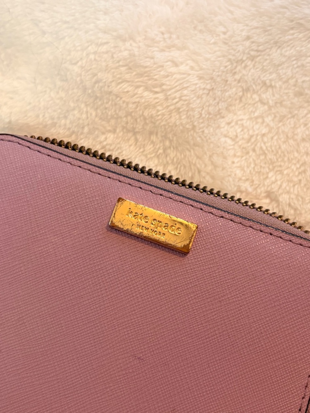 kate spade Light Mauve Zip Around Saffiano Wallet with Gold Hardware - Picture 2 of 5